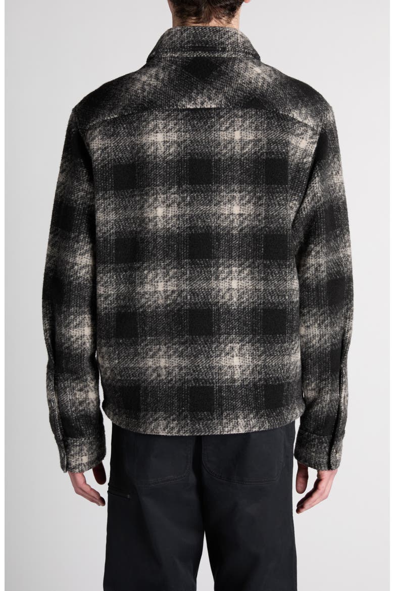 Check Zip-Up Overshirt, Alternate, color, GREY BLACK