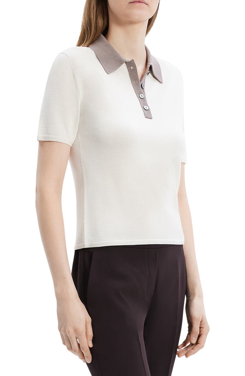 Theory Contrast Wool Blend Polo Sweater, Alternate, color,