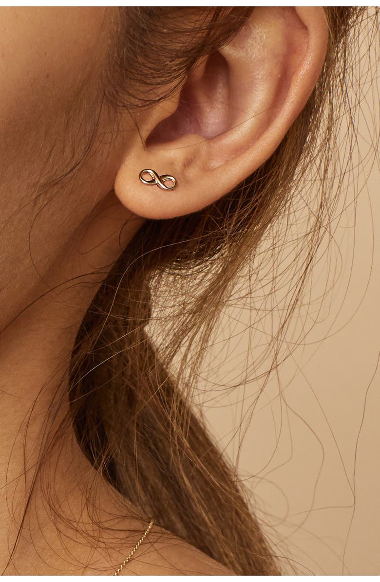 Oradina 14K Yellow Gold Forever Yours Studs, Alternate, color, Yellow Gold