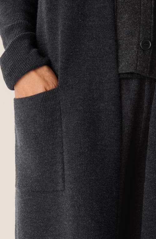 Eileen Fisher Raglan Sleeve Wool Cardigan In Black