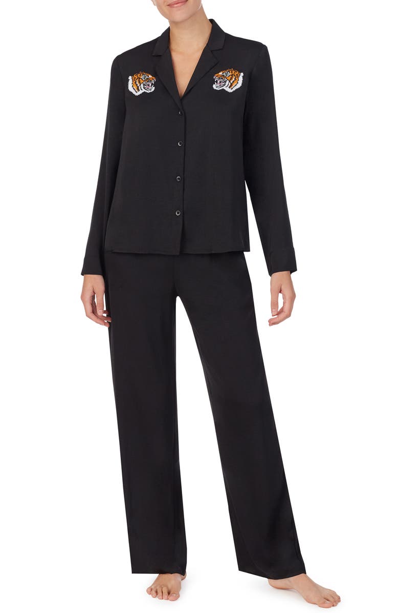 Shady Lady Notch Collar Pajama Top, Alternate, color, 