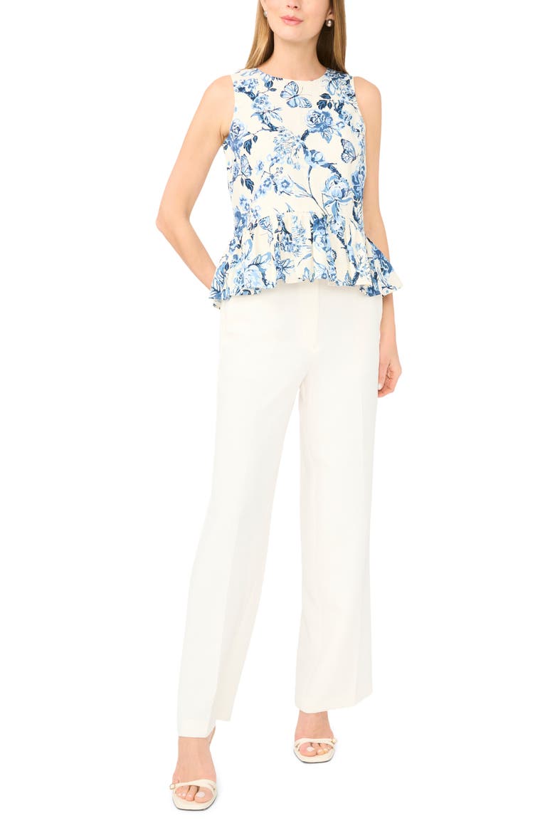 Print Peplum Top, Alternate, color, VANILLA ICE