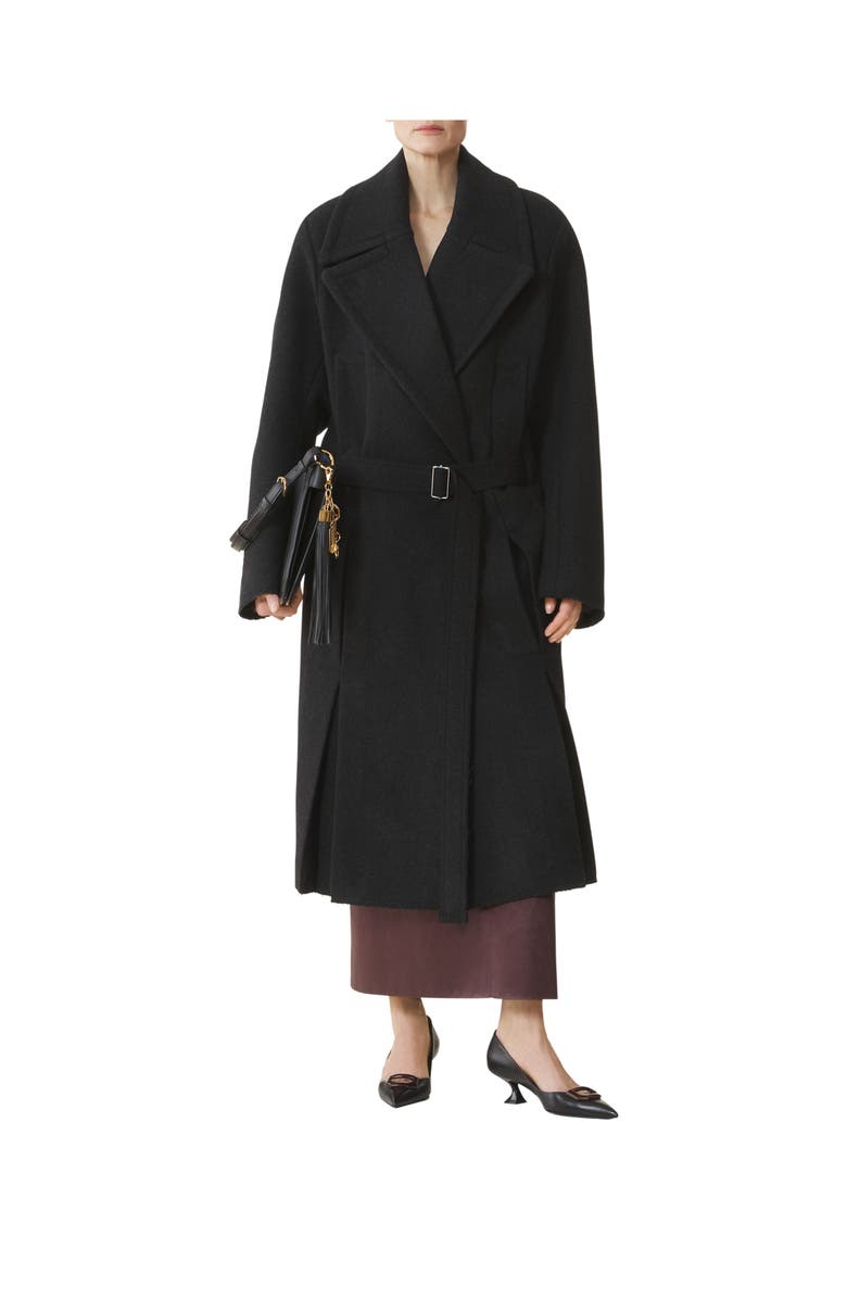 Lanvin Long Belted Peacoat, Alternate, color, Anthracite
