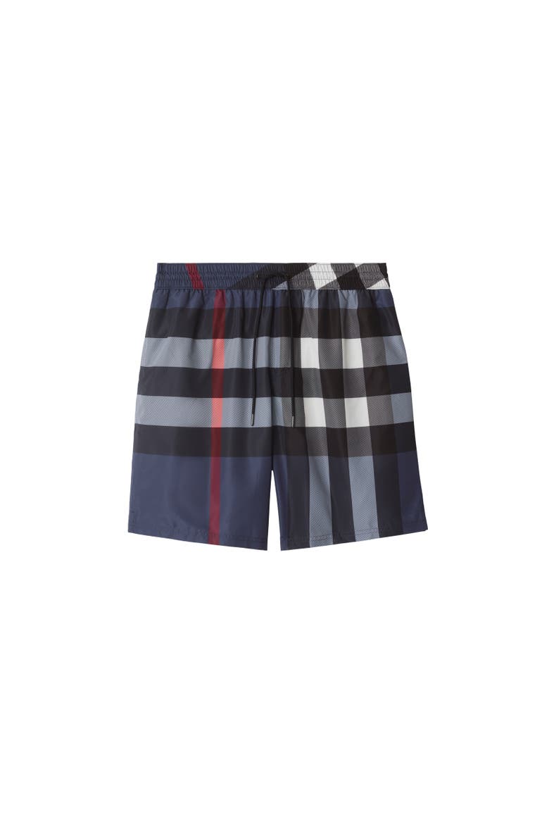 Check Swim Shorts, Alternate, color, Carbon blue