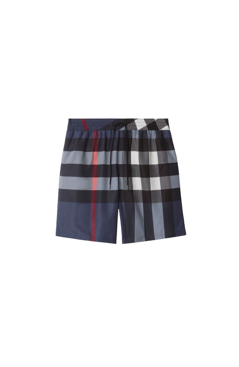 Burberry Check Swim Shorts, Alternate, color, Carbon Blue
