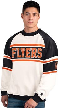 STARTER Men's Starter White Philadelphia Flyers Defense Fleece Crewneck Sweatshirt