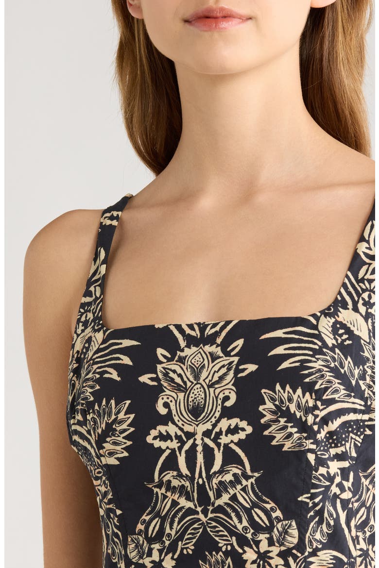 Natali Printed Cotton A-Line Dress, Alternate, color, NOIR FLORA