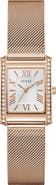 GUESS Crystal Bezel Tank Mesh Strap Watch, 17mm x 23mm