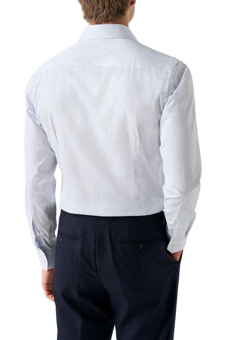 Contemporary Fit Pinstripe Cotton Twill Dress Shirt, Alternate, color, LIGHT BLUE