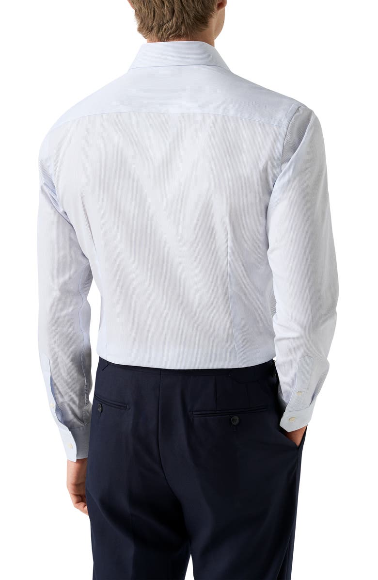 Eton Contemporary Fit Pinstripe Cotton Twill Dress Shirt, Alternate, color, Light Blue