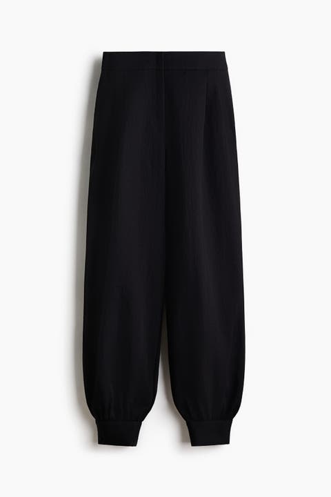 Balloon-leg Twill Trousers
