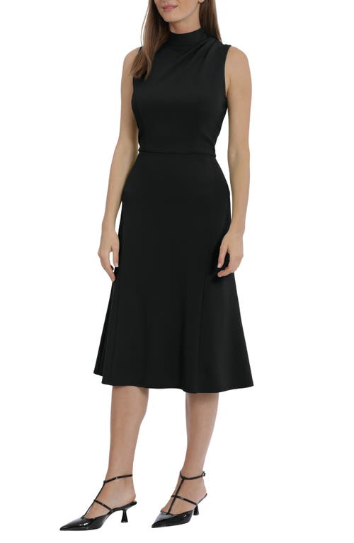 Maggy London Sleeveless Mock Neck Midi Dress In Black