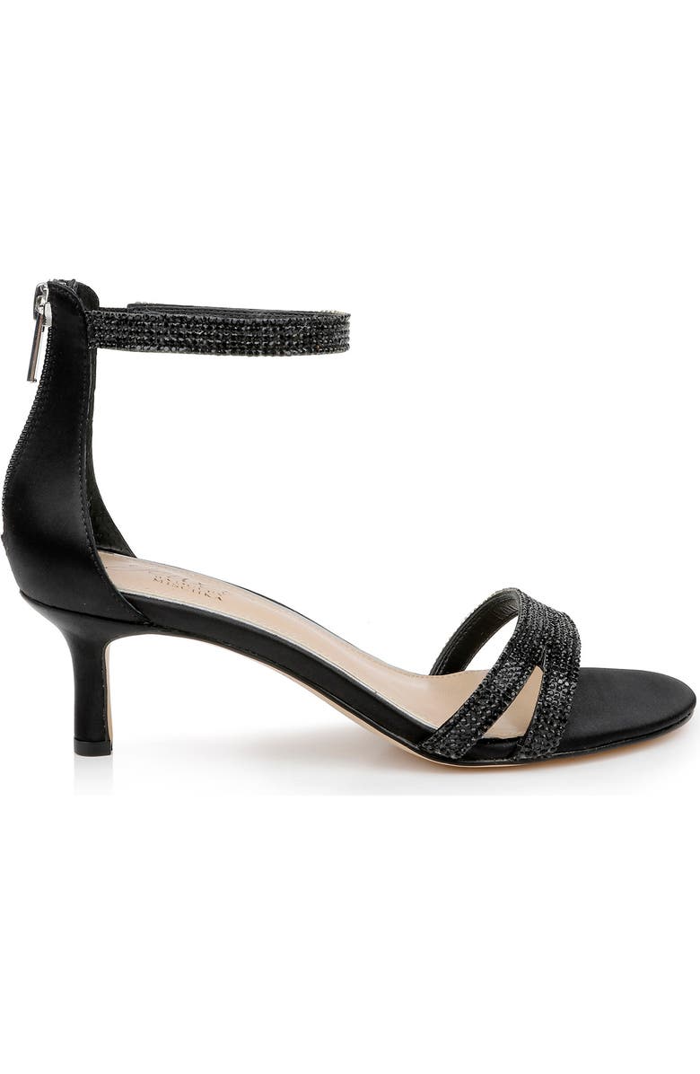 Jewel Badgley Mischka Brie Ankle Strap Sandal, Alternate, color, Black Satin