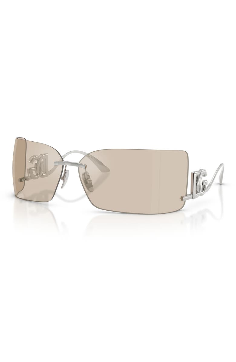 Dolce&Gabbana 79mm Oversize Rectangular Sunglasses, Alternate, color, Silver