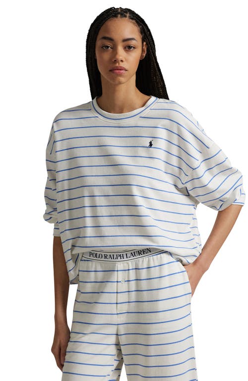 Shop Polo Ralph Lauren Sweatshirt & Wide Leg Pajamas In Vineyard Stripe