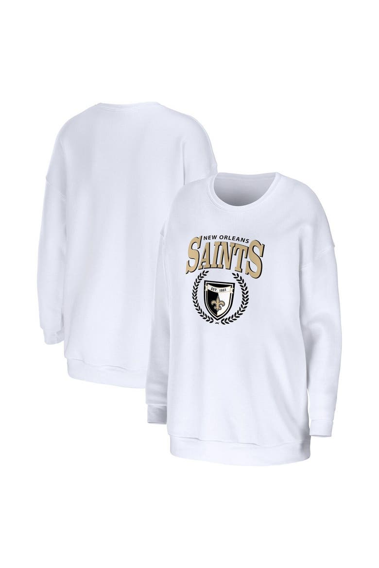Women's WEAR by Erin Andrews White New Orleans Saints Oversized Pullover Sweatshirt, Main, color, White