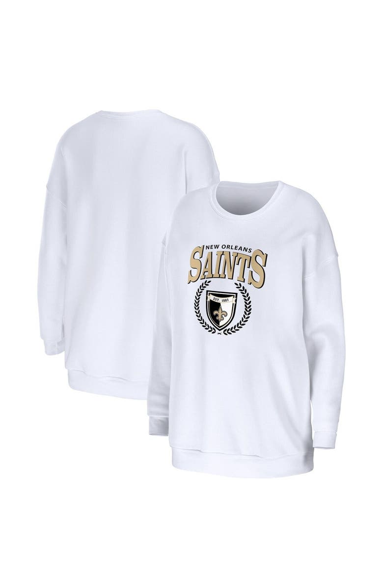 WEAR by Erin Andrews Women's WEAR by Erin Andrews White New Orleans Saints Oversized Pullover Sweatshirt, Main, color, White
