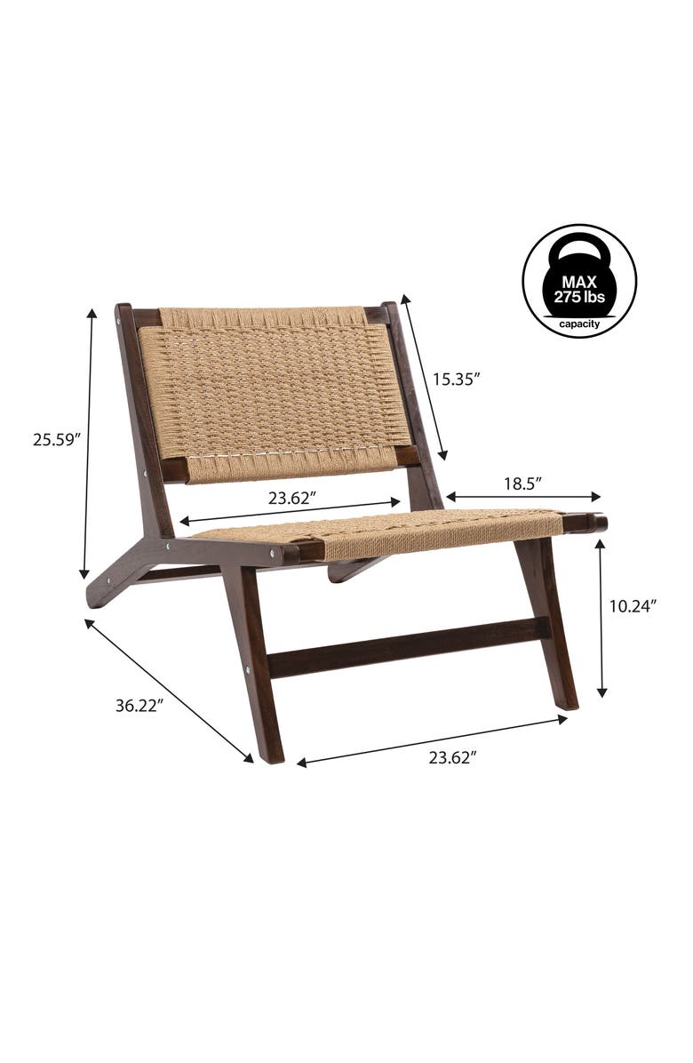 JONATHAN Y Parker Mid-Century Modern Woven Seagrass Wood Armless Indoor Lounge Chair, Alternate, color, Dark Brown