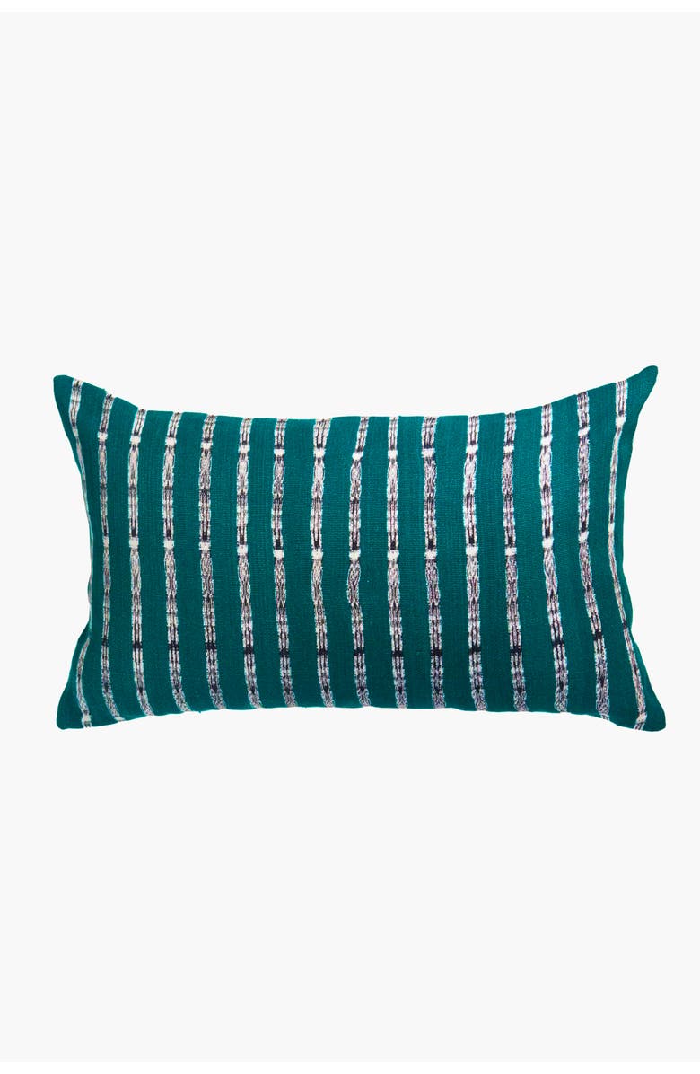 Archive New York Vintage Handwoven Teal Green Ikat  Throw Pillow, Alternate, color, Green