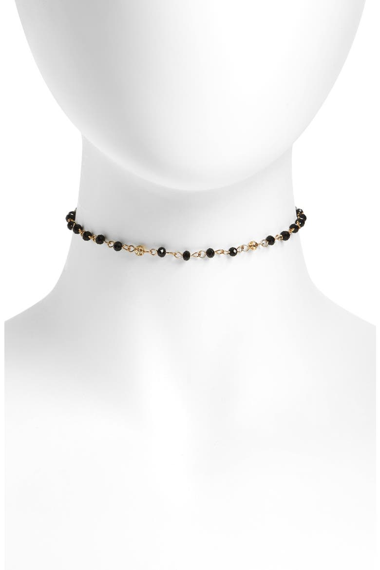 Beaded Choker Necklace, Main, color, BLACK/ GOLD