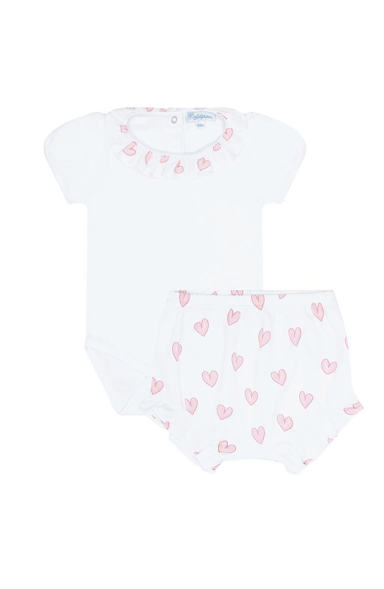 Nellapima Pink Heart Print bodysuit Set - Baby, Main, color, Pink