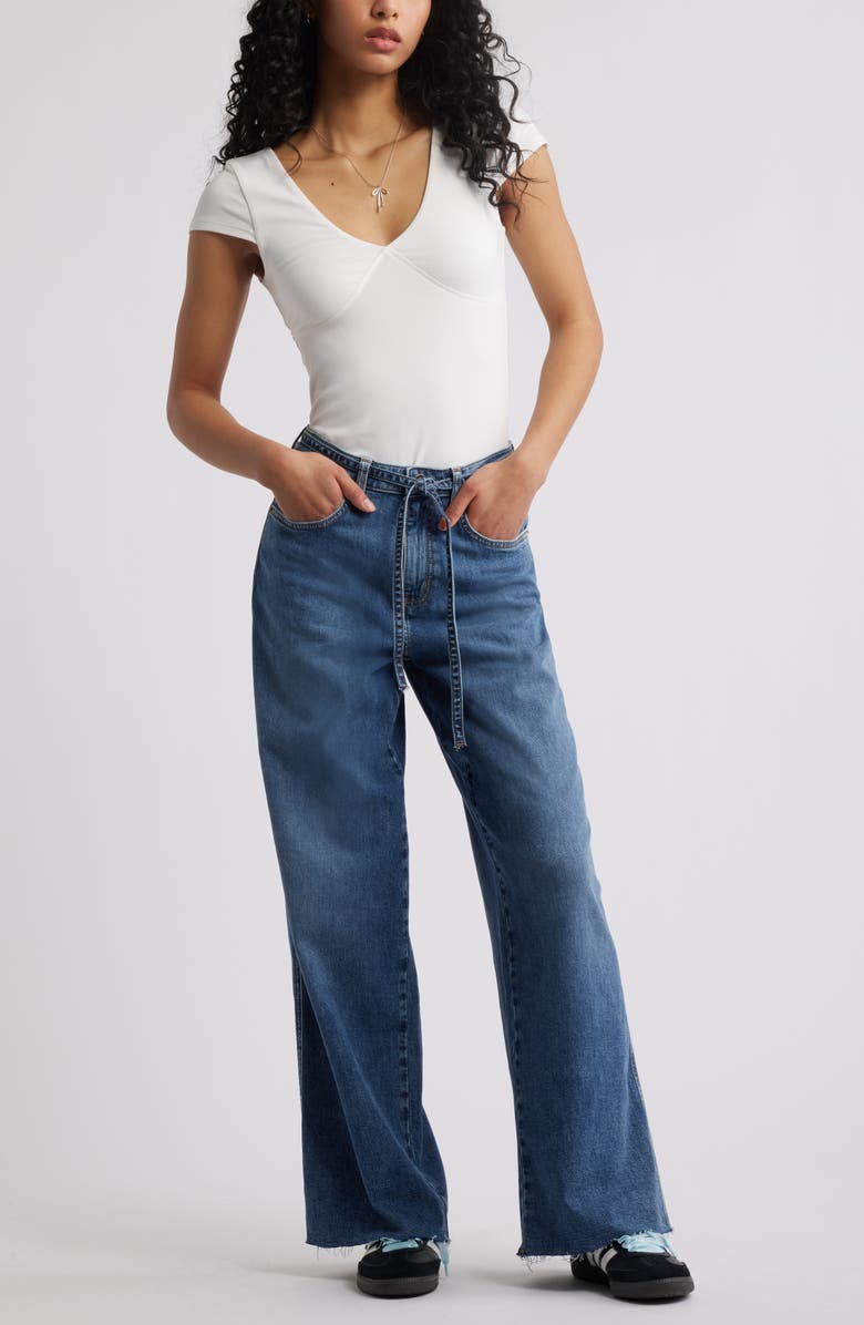 BP. Tie-Waist High Rise Wide Leg Jeans, Alternate, color, James Wash