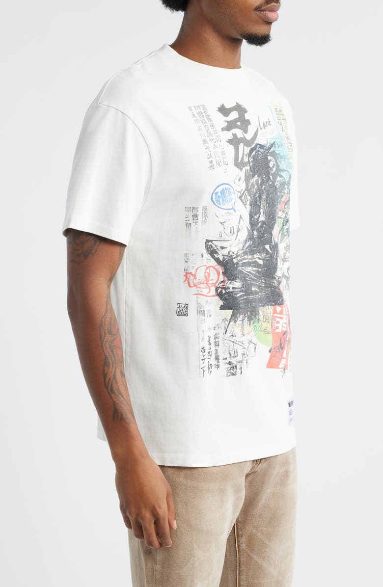 MEMORY LANE Ninja Graffiti Graphic T-Shirt, Alternate, color, Off White