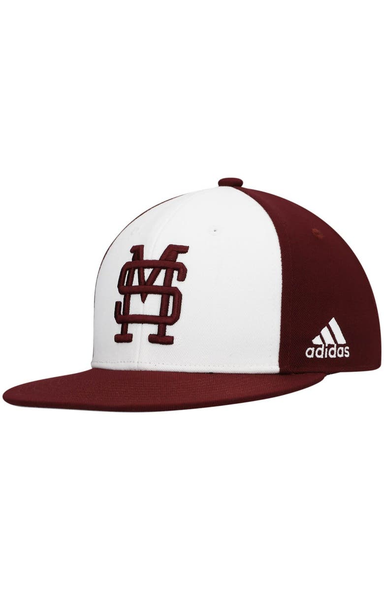 adidas Men's adidas White Mississippi State Bulldogs On-Field Baseball Fitted Hat, Main, color, White