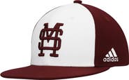 adidas Men's adidas White Mississippi State Bulldogs On-Field Baseball Fitted Hat