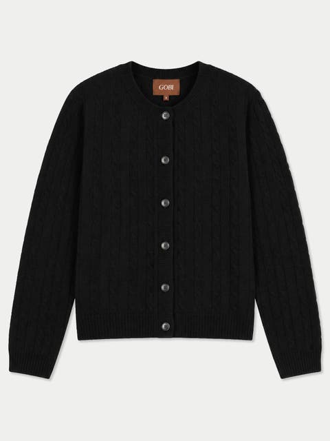 Cashmere Round-neck Cable Cardigan