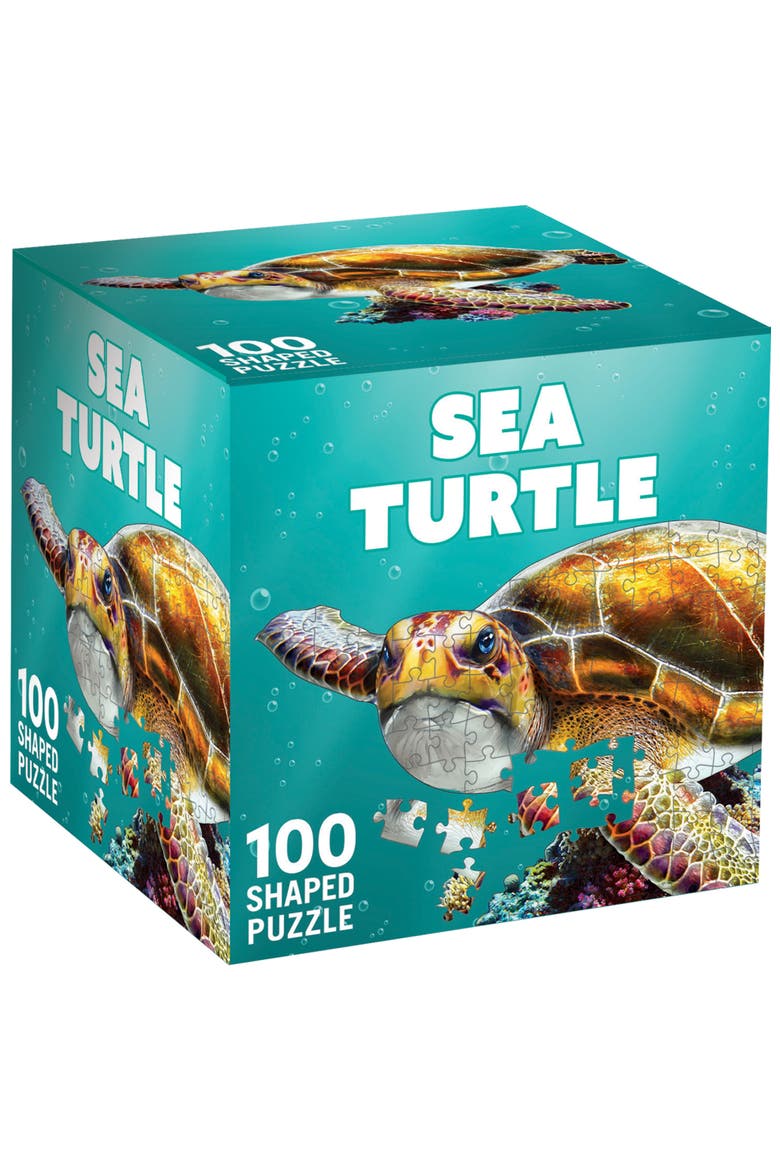 Sea Turtle 100 Piece Shaped Puzzle, Main, color, Multicolor
