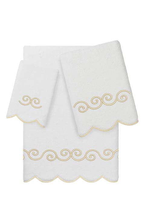 Symmetra Scallop 3-Piece Turkish Cotton Towel Set