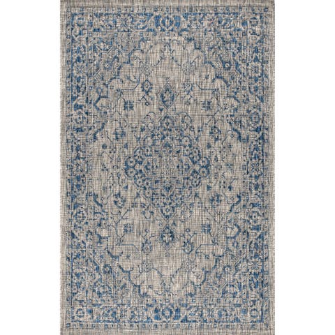 Rozetta Boho Medallion Textured Weave Indoor/Outdoor Area Rug