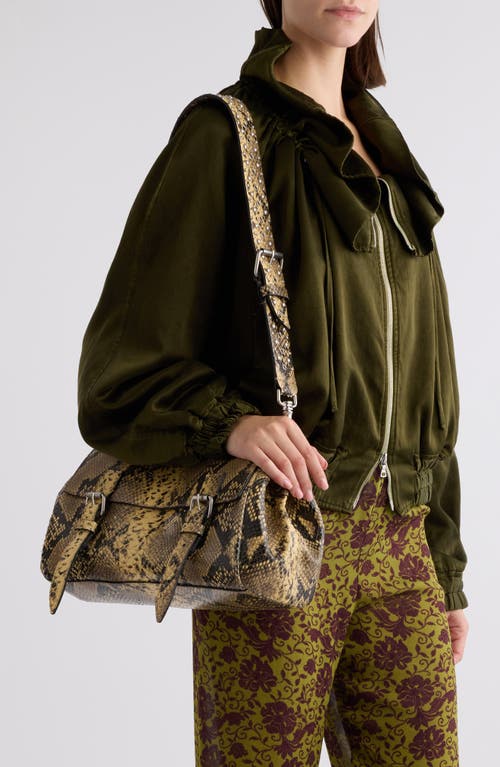 Shop Dries Van Noten Python Print Leather Shoulder Bag