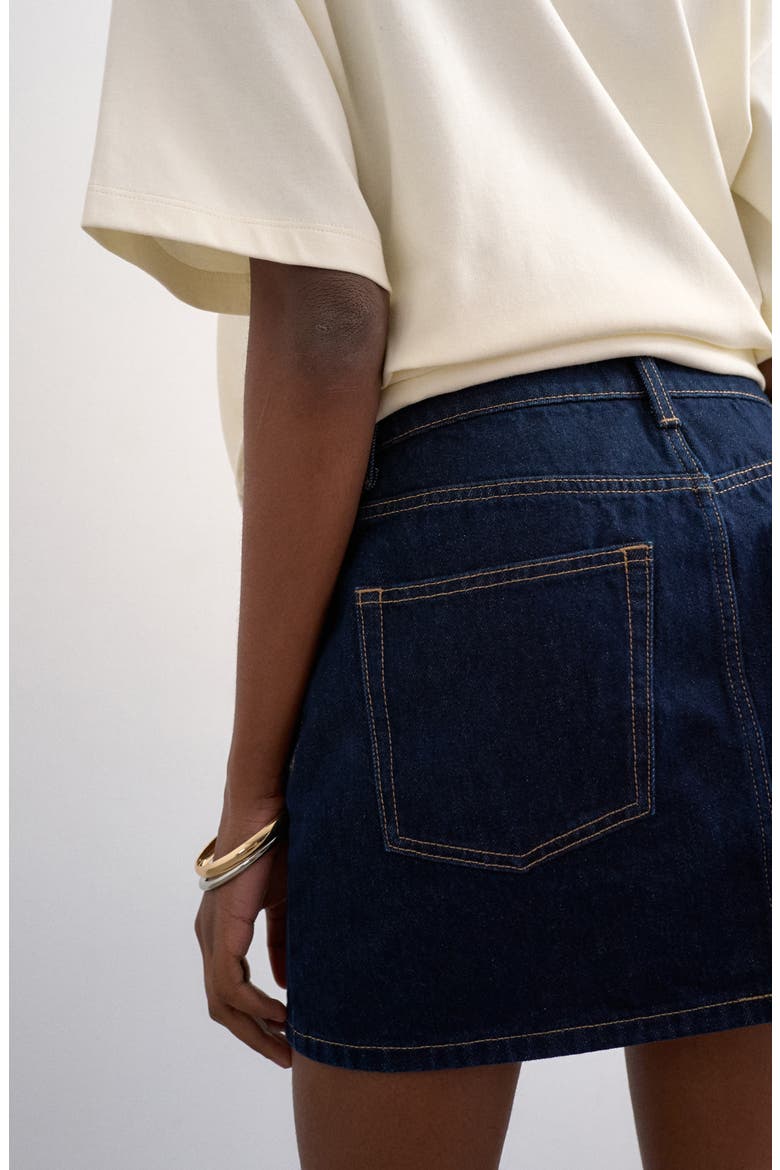 Plemet Cotton Denim Miniskirt, Alternate, color, MBLUE