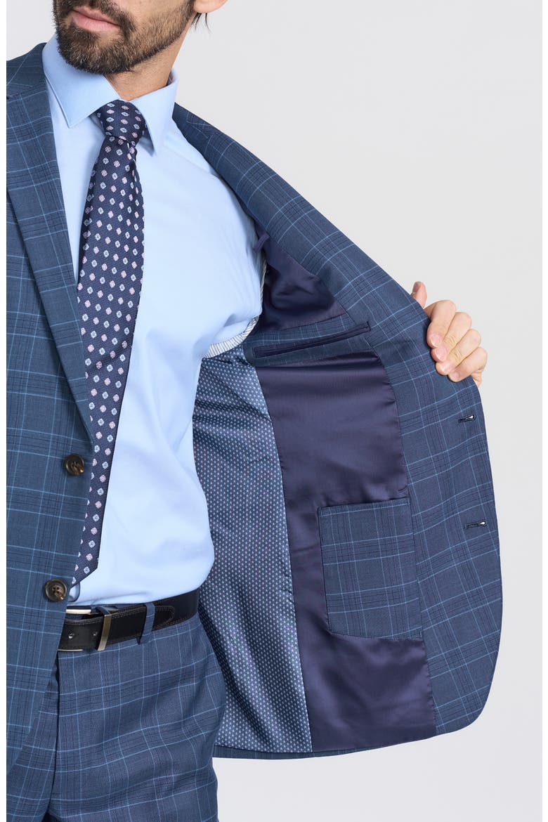 Blue Plaid Print Trim-Fit Suit, Alternate, color, BLUE