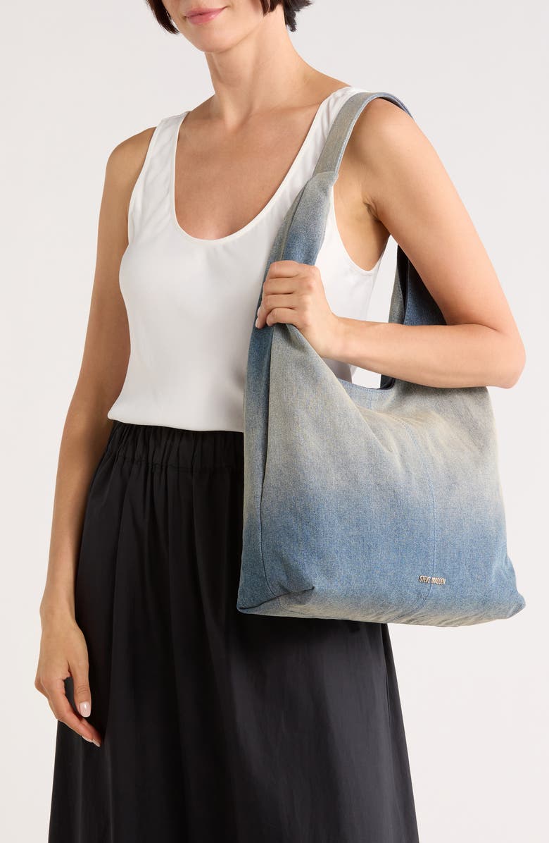 Steve Madden Niccola Denim Hobo Shoulder Bag & Pouch, Alternate, color, Denim
