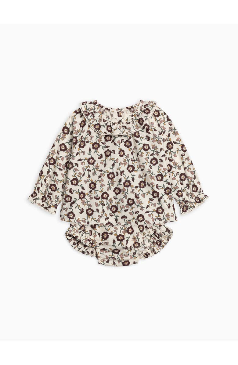 Kendi Dorothy Poplin Ruffle Collar Shirt and Bloomer Set, Main, color, Denali Floral / Cranberry