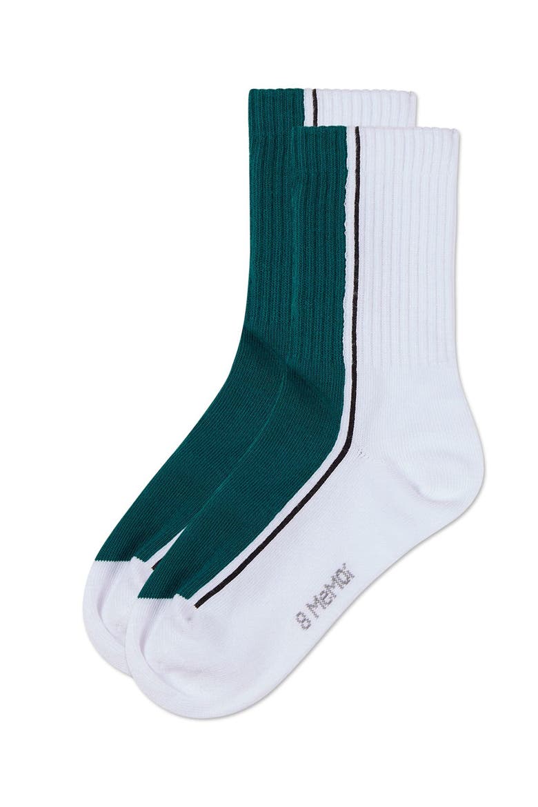 Color Block Stripe Crew Socks, Alternate, color, Blue