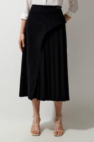 Karen Millen Buckle Detail Pleated Midi Skirt