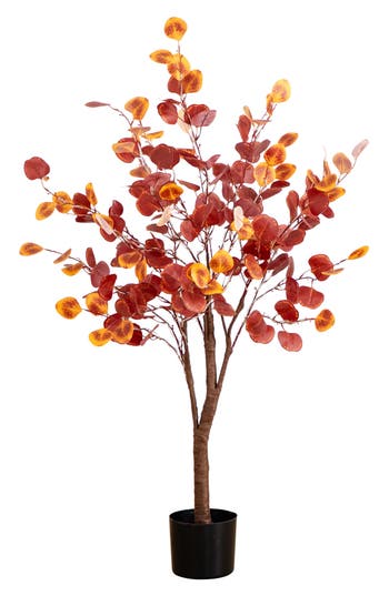 Nearly Natural 4ft Prelit Autumn Eucalyptus Tree In Red