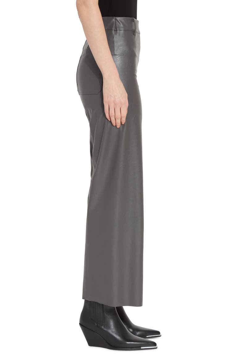 High Waist Faux Leather Wide Leg Pants, Alternate, color, GRAY ASH