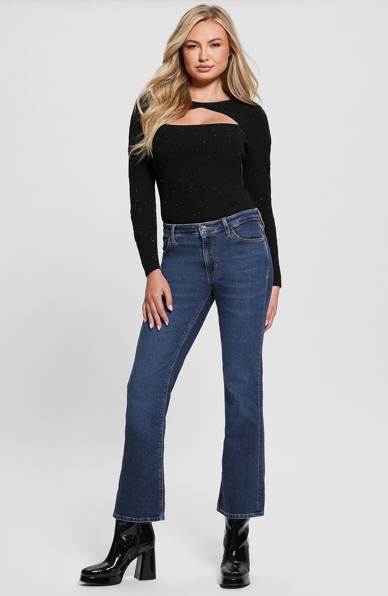 GUESS Laurel Cutout Micro Sequin Sweater, Alternate, color, 