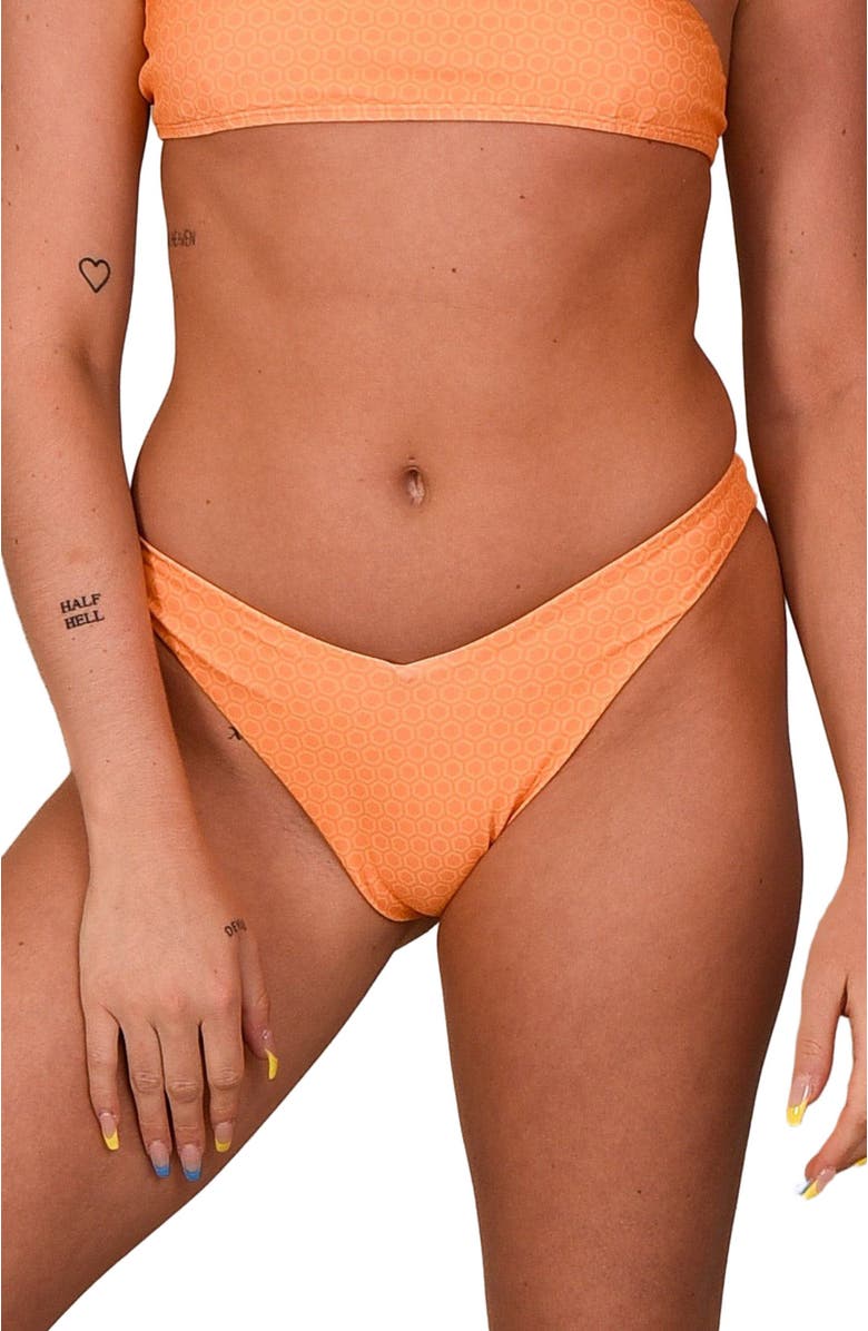 OOSC Tangerine Squeeze V-Cut Bikini Bottoms, Alternate, color, Orange
