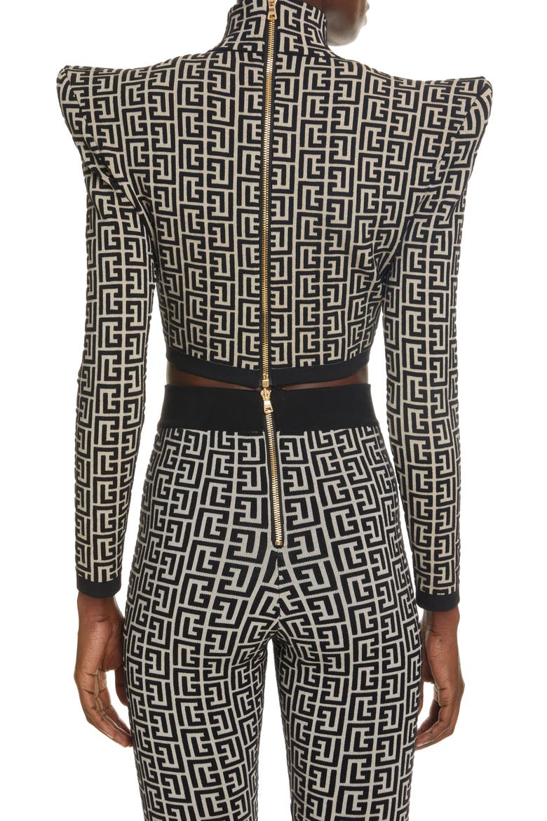 Monogram Jacquard Crop Top, Alternate, color, IVOIRE / NOIR