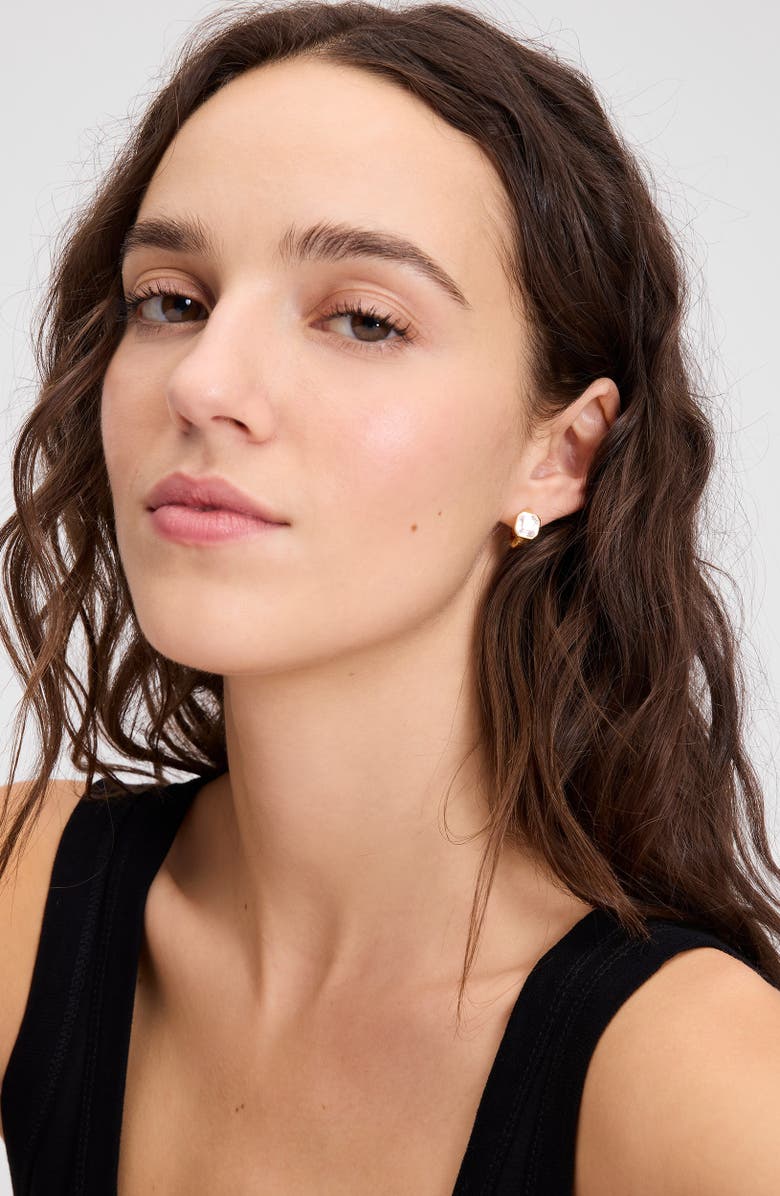 Kate Spade New York keep sparkling asscher huggies, Alternate, color, Clear/ Gold