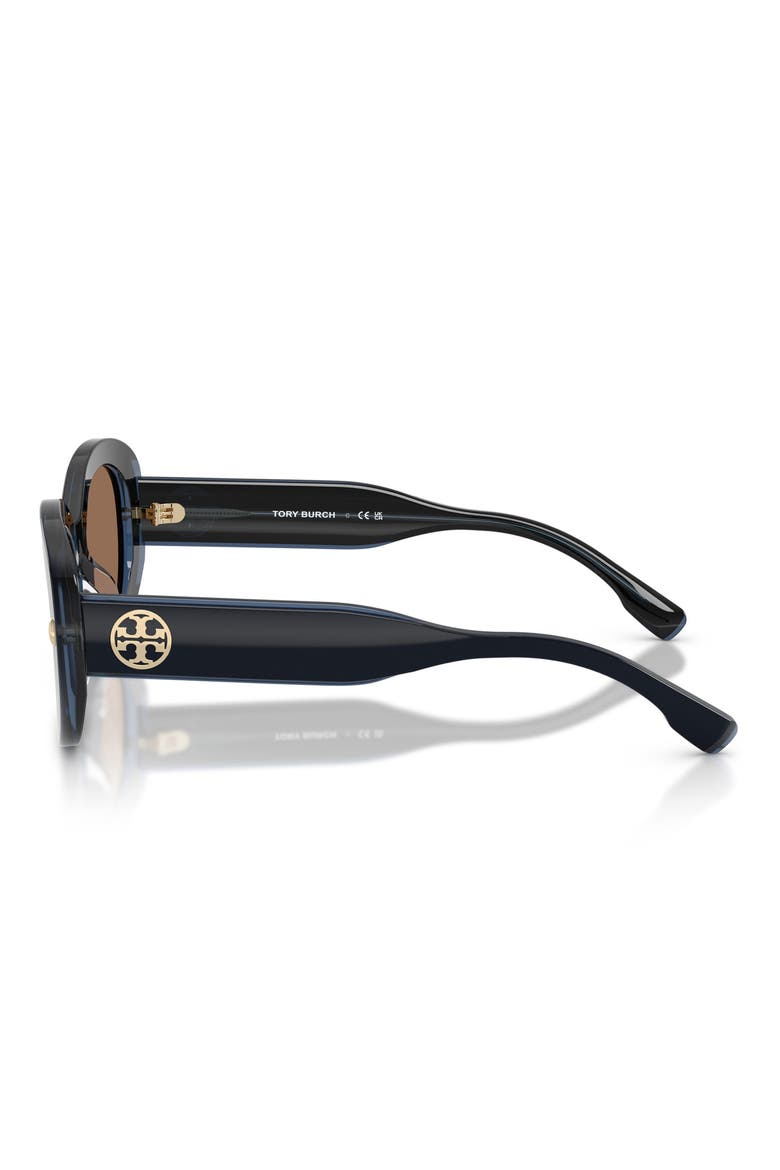 52mm Oval Sunglasses, Alternate, color, BLUE CRYSTAL / SOLID BROWN