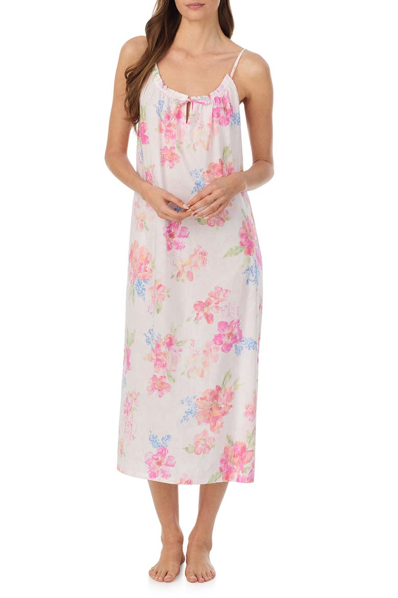 Floral Cotton Blend Nightgown, Main, color, PINK FL