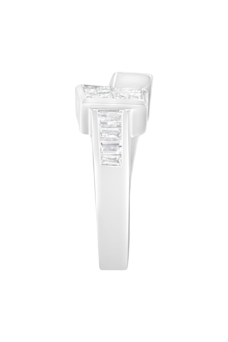 14K White Gold 1 1/3 Cttw Princess and Baguette-cut Diamond Ring, Alternate, color, White Gold