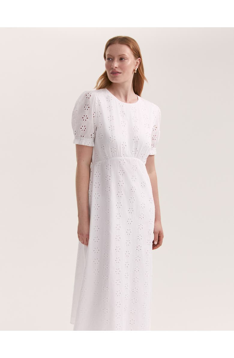 Finery London Mela Cotton Midi Tea Dress, Alternate, color, White